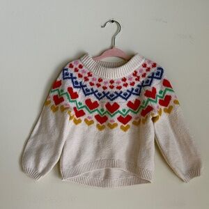 OLD NAVY Cream Sweater with Colorful Heart Pattern